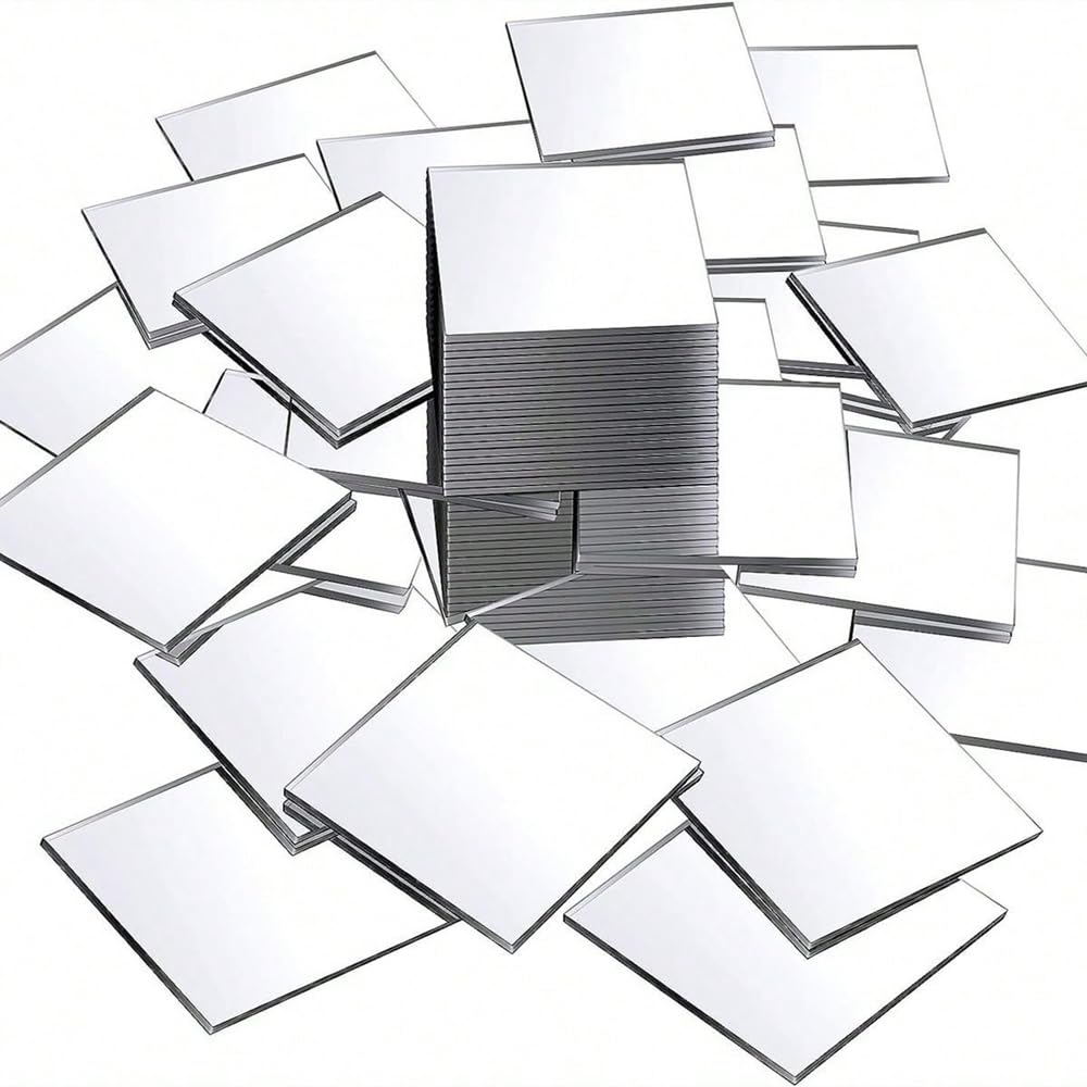 Mirror Tiles Self Adhesive Acrylic, Small Square MirrorTiles(50 Pcs, 5x5CM, Square, Mosaic) Tiny Mirror Stickers for Walls, Bathroom, Bedroom Doors, DIY Home Decor & Creative Craft Projects