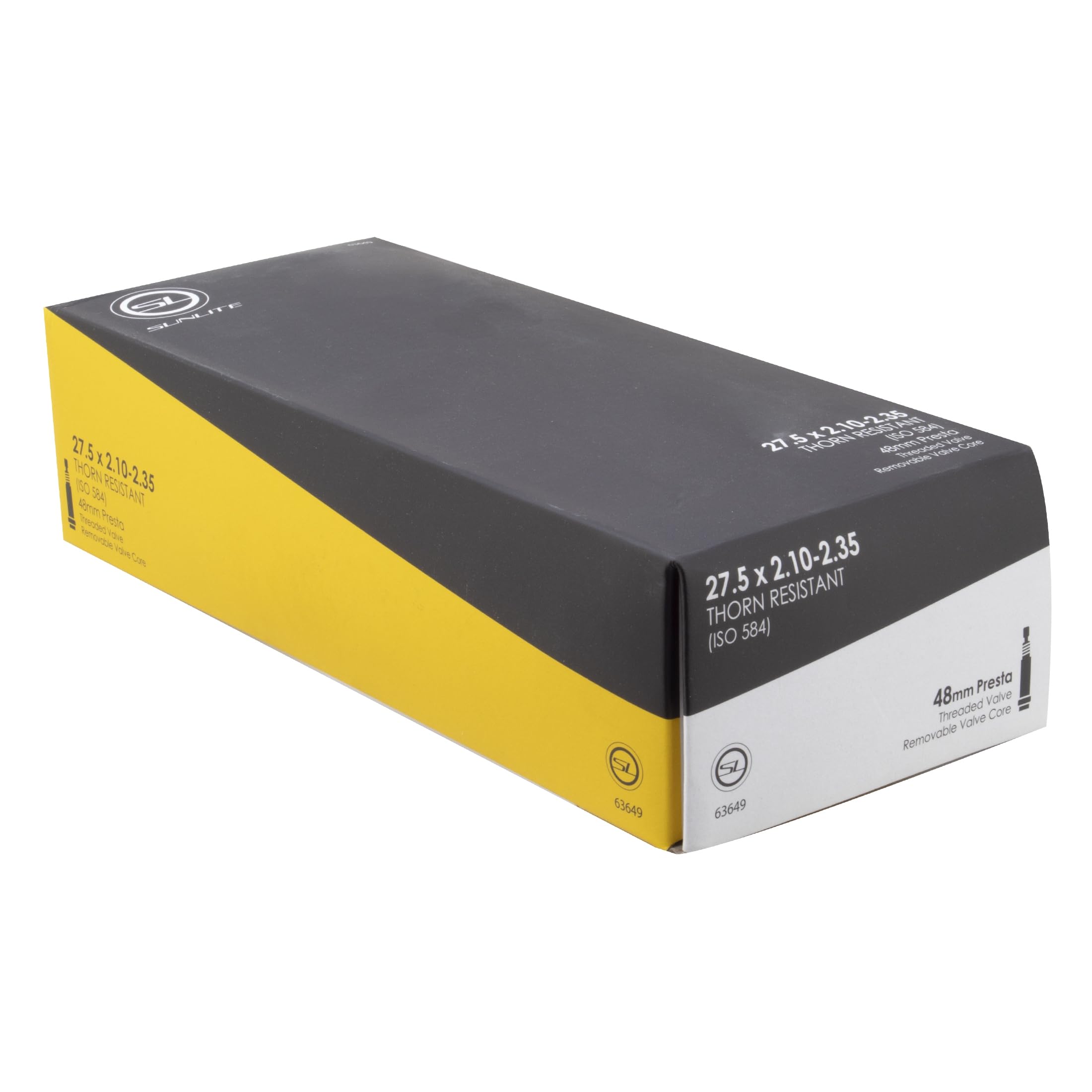 SunLite Presta - Tubos de válvula Resistentes a la espinilla, 650 B (27,5 x 2,10-2,35 Pulgadas), Color Negro