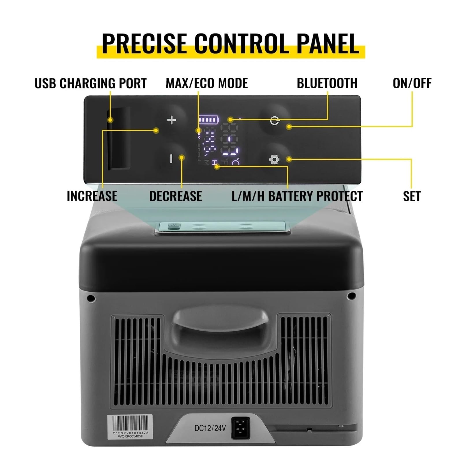 Refrigerador for automóvil de 16 Cuartos (15 litros) de enfriamiento rápido, 12 V, 12/24 V CC y 100-240 V CA
