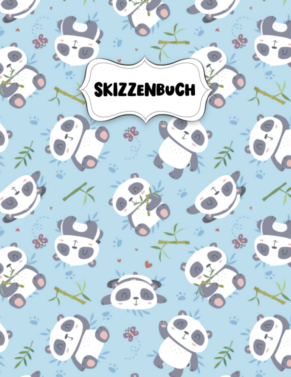 Skizzenbuch: Niedlicher Kawaii Panda Zeichenblock A4 für Kinder: Blanko Zeichenmappe A4 Zeichen Block