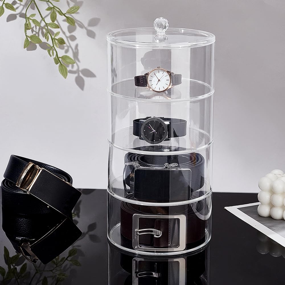 PH PandaHall 4 Livelli Organizzatore per Cinture in Acrilico Scatola Porta Cintura per Armadio, Contenitore per Cintura Trasparente Espositore Impilabile per Orologi Gioielli Bracciali, 14cmx 6.5cm