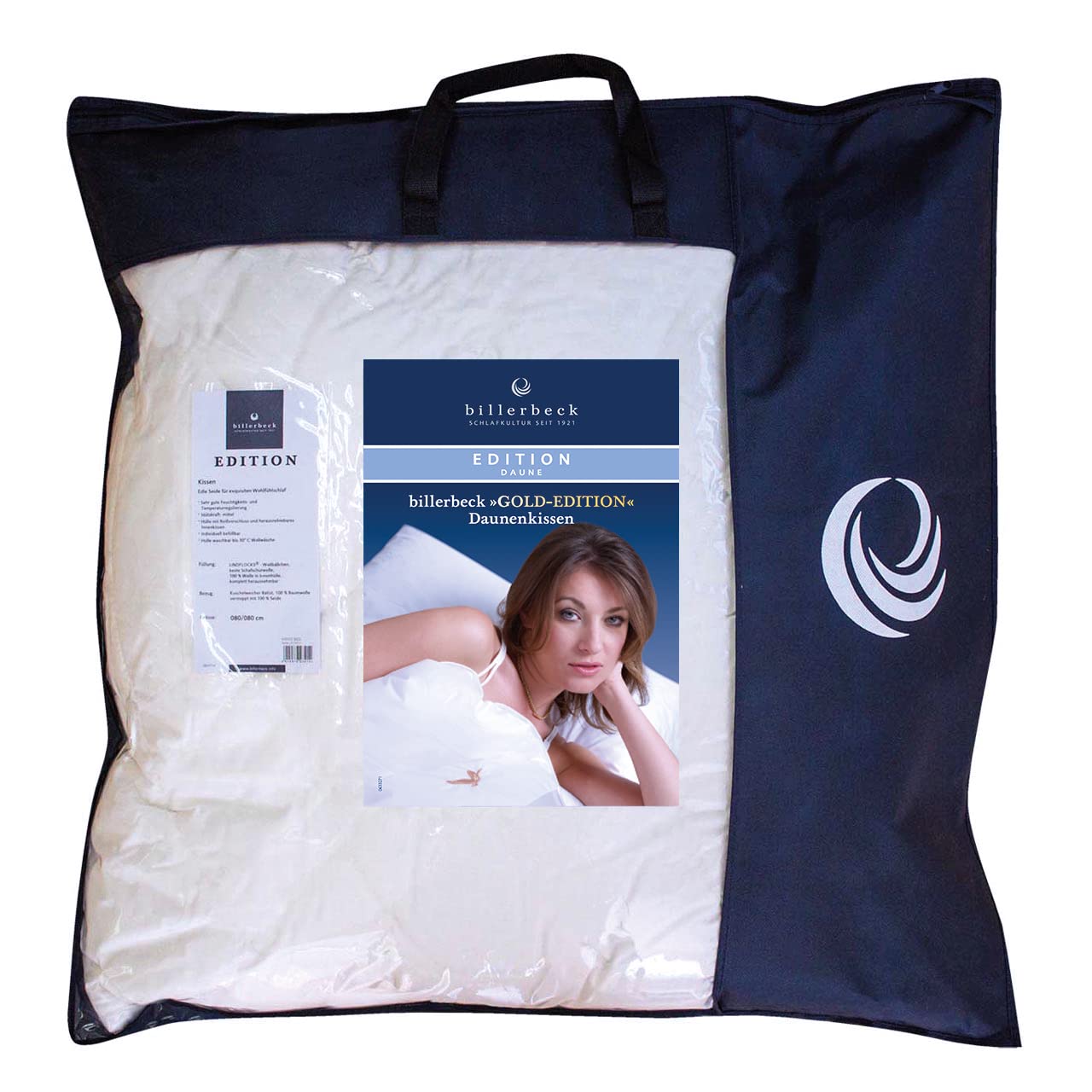 billerbeck Daunenkissen E04 Gold-Edition 30 080x080 cm, Weiß, 1 Stück (1er Pack)
