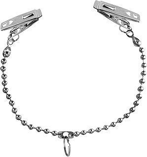 Nipple Clamps Heart 1.85â€ 50mm Large Silver Ball Chain with Tug Ring 16â€ 40.6cm