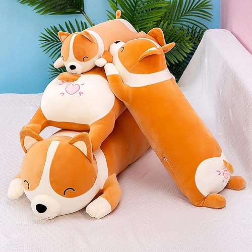Miniatura 4 de Juguete largo de peluche Corgi para niños, lindo y suave peluche de muñeca Corgi para niños, regalo para niños y niñas (amarillo, 31.4 pulgadas)