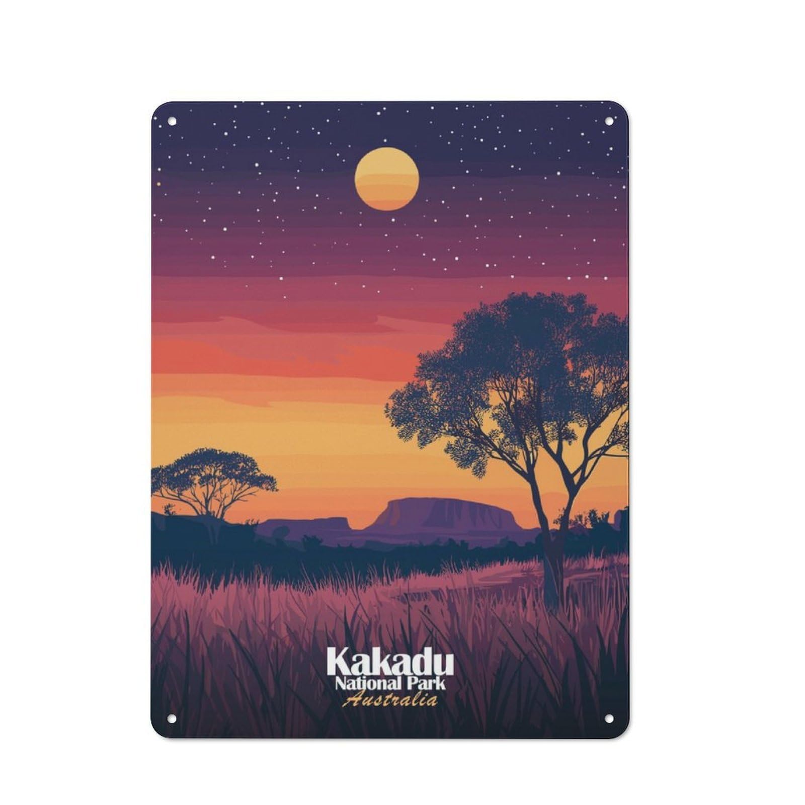 Junmoney Kakadu National Park Sunset Industrial-Style Tin Sign 40X30cm For Pub Or Café, Suited To Pub Decor Enthusiasts
