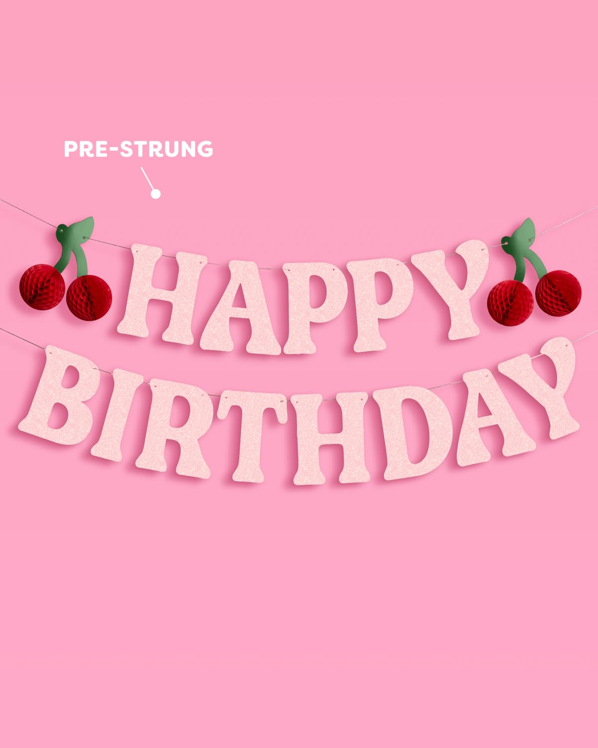 Amazon.com: xo, Fetti Birthday Cherry Pink Glitter Banner 6.5ft