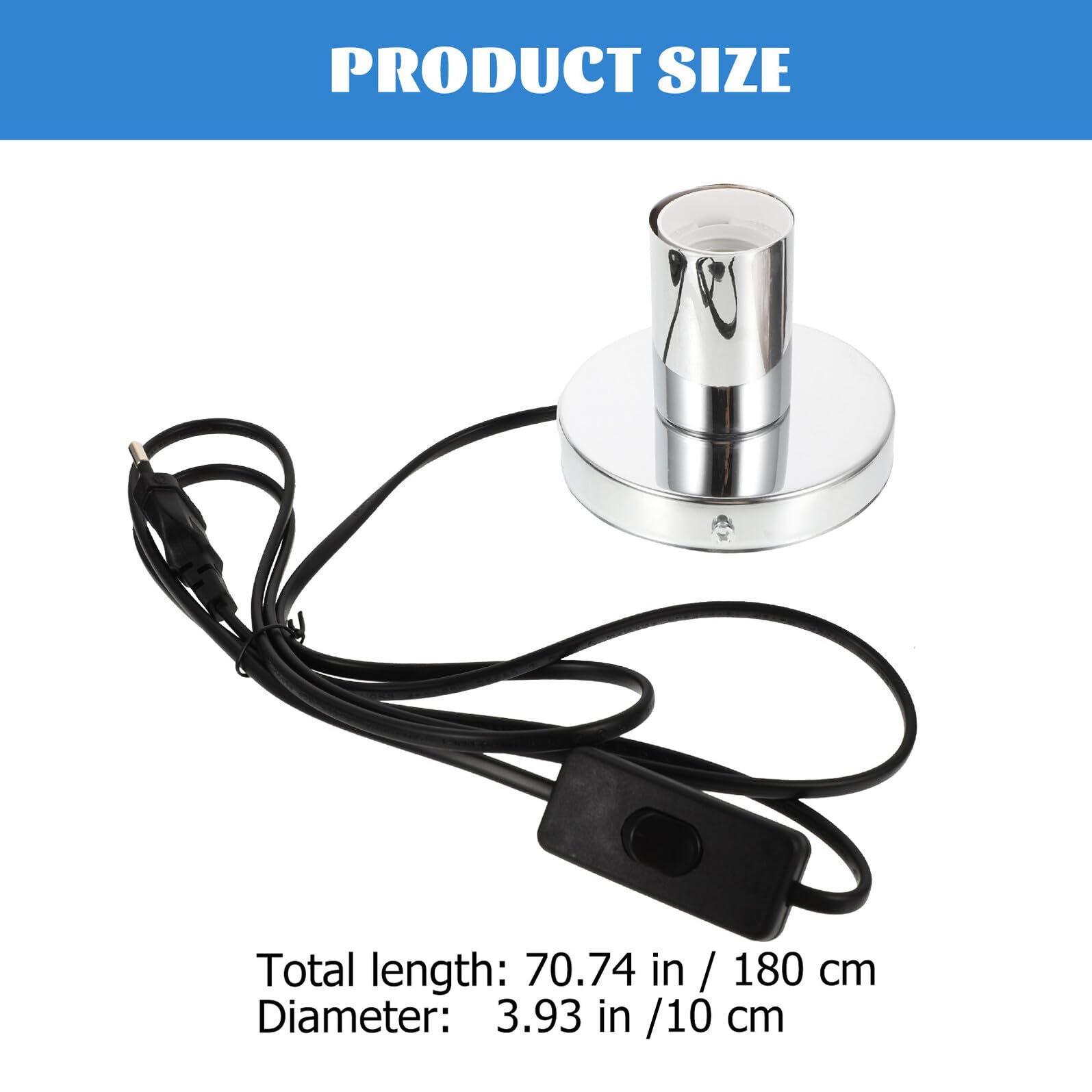 Douille E27 en Aluminium Polie Remplacement Douille de Lampe Cordon 1,8 M et Interrupteur Bouton Base Antidérapante pour Lampe de Table de Chevet 3 Pièces Compatible Ac220v