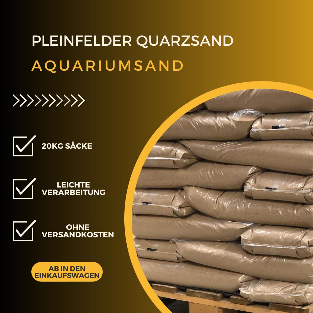 Aquariumsand, Quarzsand für Aquarium, feuergetrockneter Quarzsand, Körnung: 0,1-0,4mm, 20kg Säcke