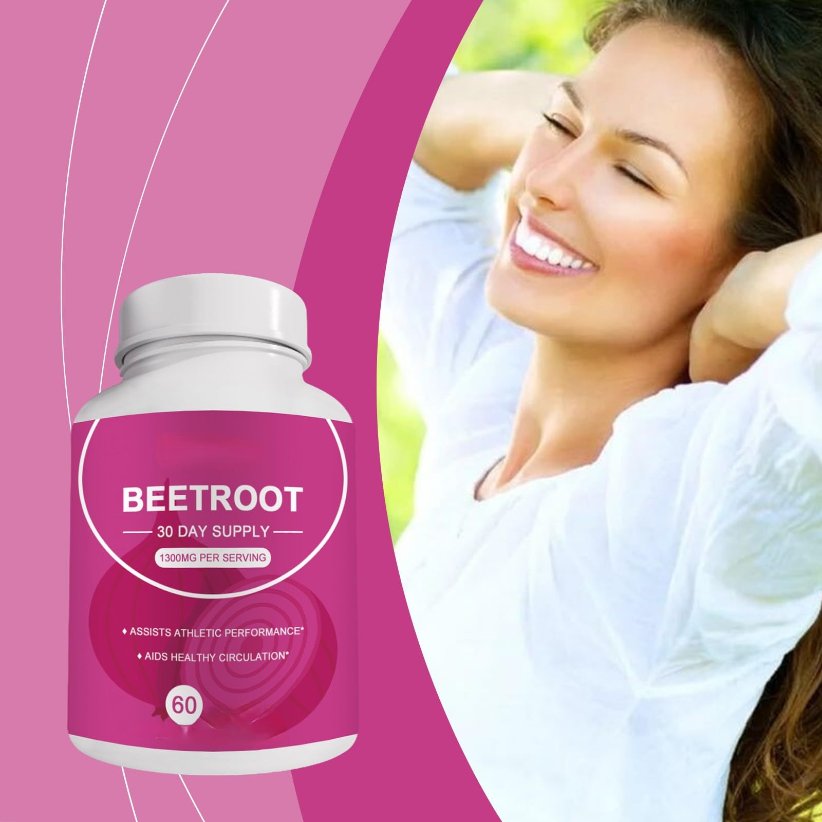 Racine de betterave / – 1300 mg de poudre de betterave/Favorise la circulation sanguine,1Pcs