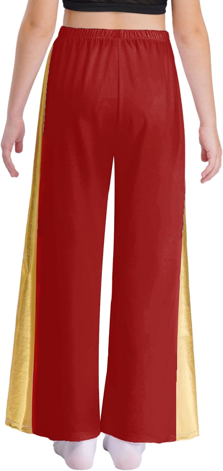 ranrann Unisex Kids Girls Wide-Leg Palazzo Pants High Waist Celebration of Spirit Praise Dance Pants