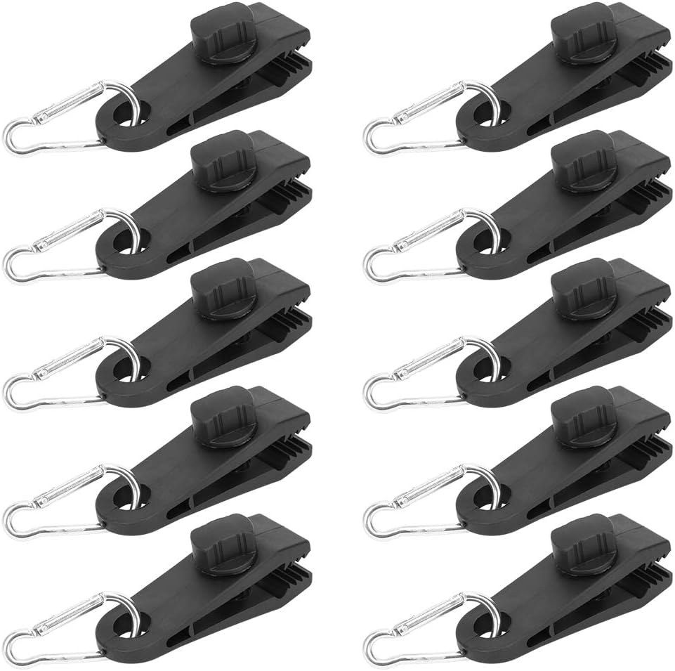 Tarp Clips, Heavy Duty Lock Grip Windproof Tent Clamps with Carabiners Accessories for Car Covers, Outdoor Camping, Awnings