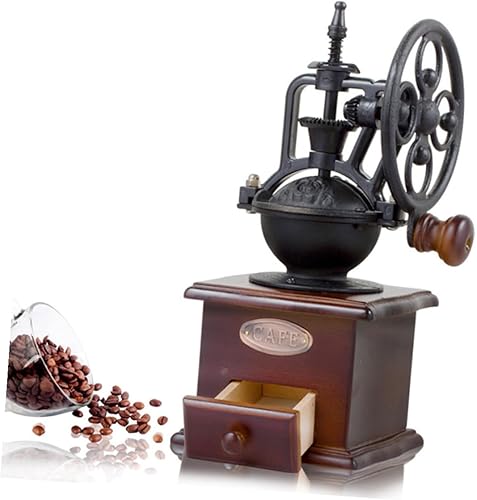 Molinillo de café de manivela vintage, molino de madera clásico, molinillo de frijoles manual para café casero con práctico mango de ahorro de