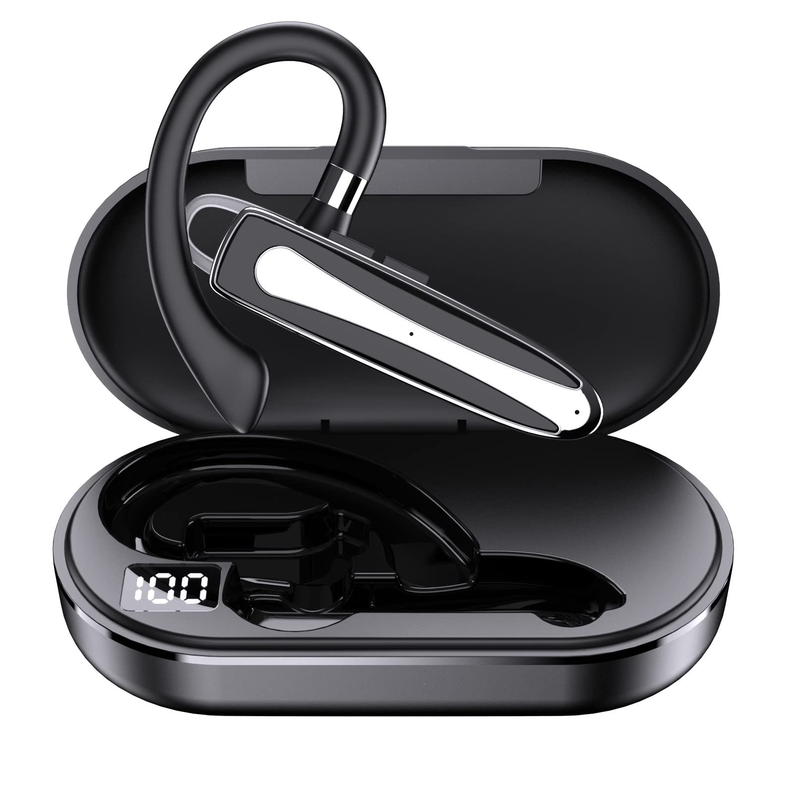 Business Headphones Wireless Bluetooth 5 2 with Noise Cancelling Microphone Earbud in-Ear Headphones 12 Hours Battery Life Single-Ear