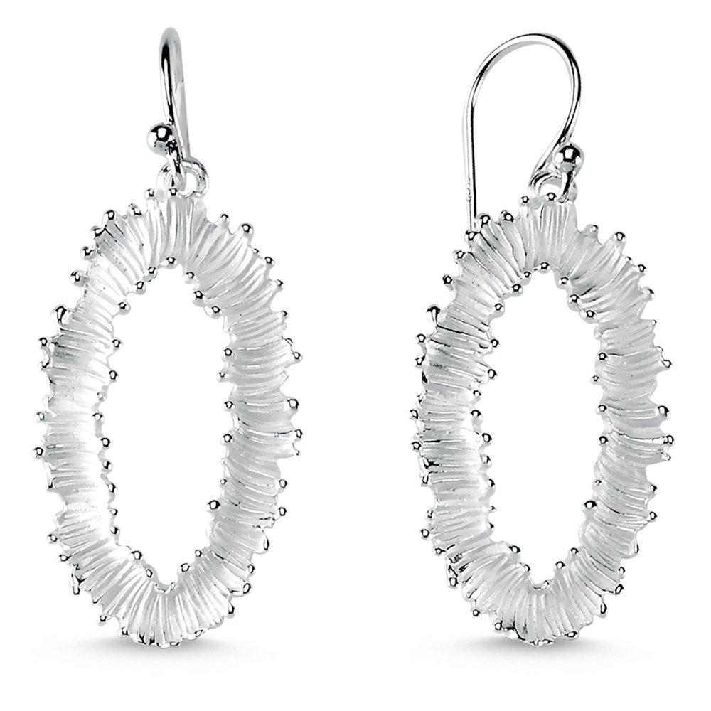 Vinani Ohrhänger Oval weiße Oberflächen mattiert Sterling Silber 925 Ohrringe 2OHE