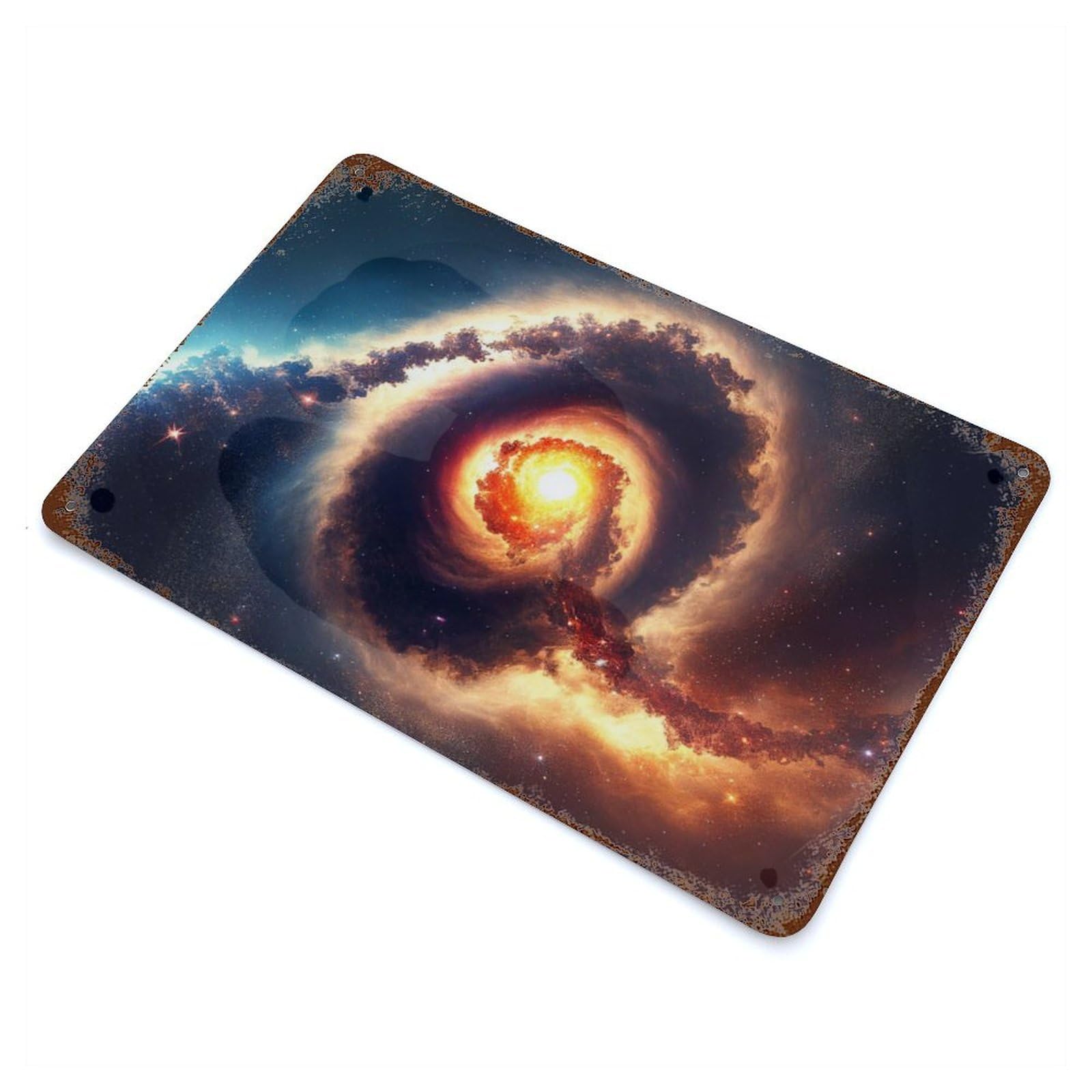Galactic Dreams Vintage Wall Sign 11.8"x7.9", Rust Effect Metal Decor for Cafe, Home Bar And Lounge Decor