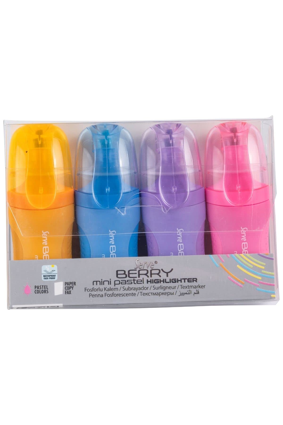 Serve Sv-Brmfkp4Ps Berry Mini Fosforlu Kalem, Pastel, 4'lü Pet