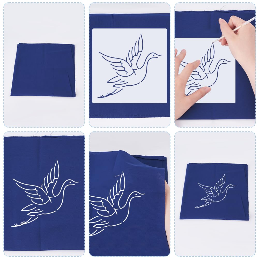 FREEBLOSS Set Da 10 Stencil Sashiko In Acrilico, Modelli Di Linee Giapponesi Per Trapuntatura E Ricamo A Mano, 4,7 Pollici
