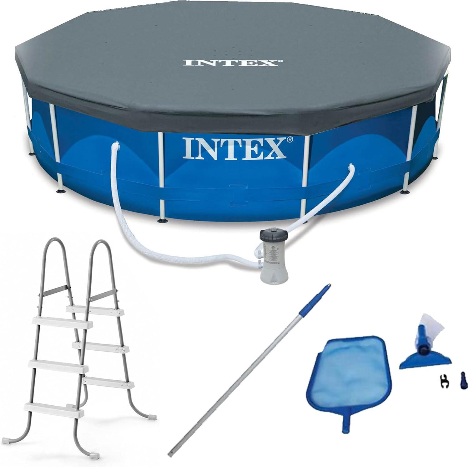 Intex 12 x 2.5 Foot Metal Frame Above Ground Pool with