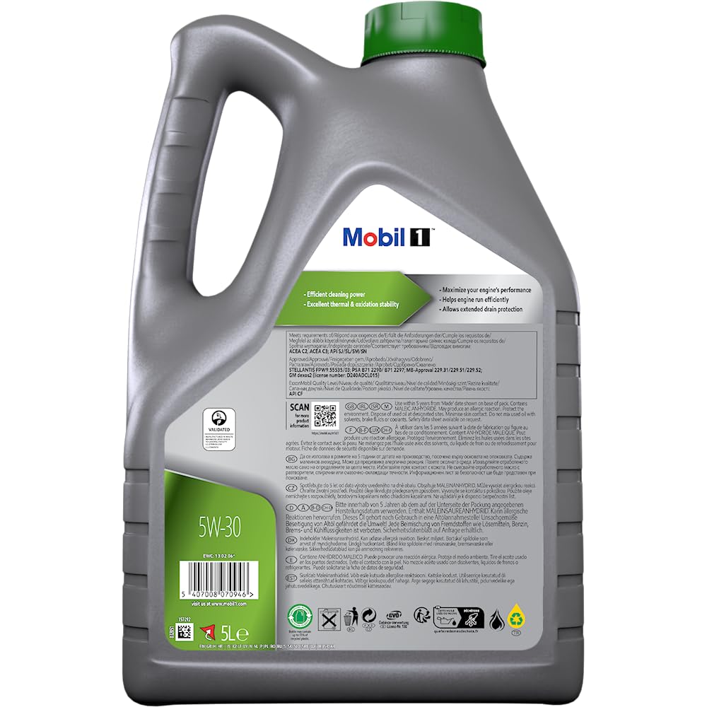 MOBIL Aceite de motor 5W-30 1 ACEA C3 ACEA C2 API SN API CF ESP Formula P 5L Compatible con PEUGEOT 208 I Hatchback CA, CC, TOYOTA AYGO WNB1, KGB1, OPEL Corsa D Hatchback S07, NISSAN Qashqai II J11