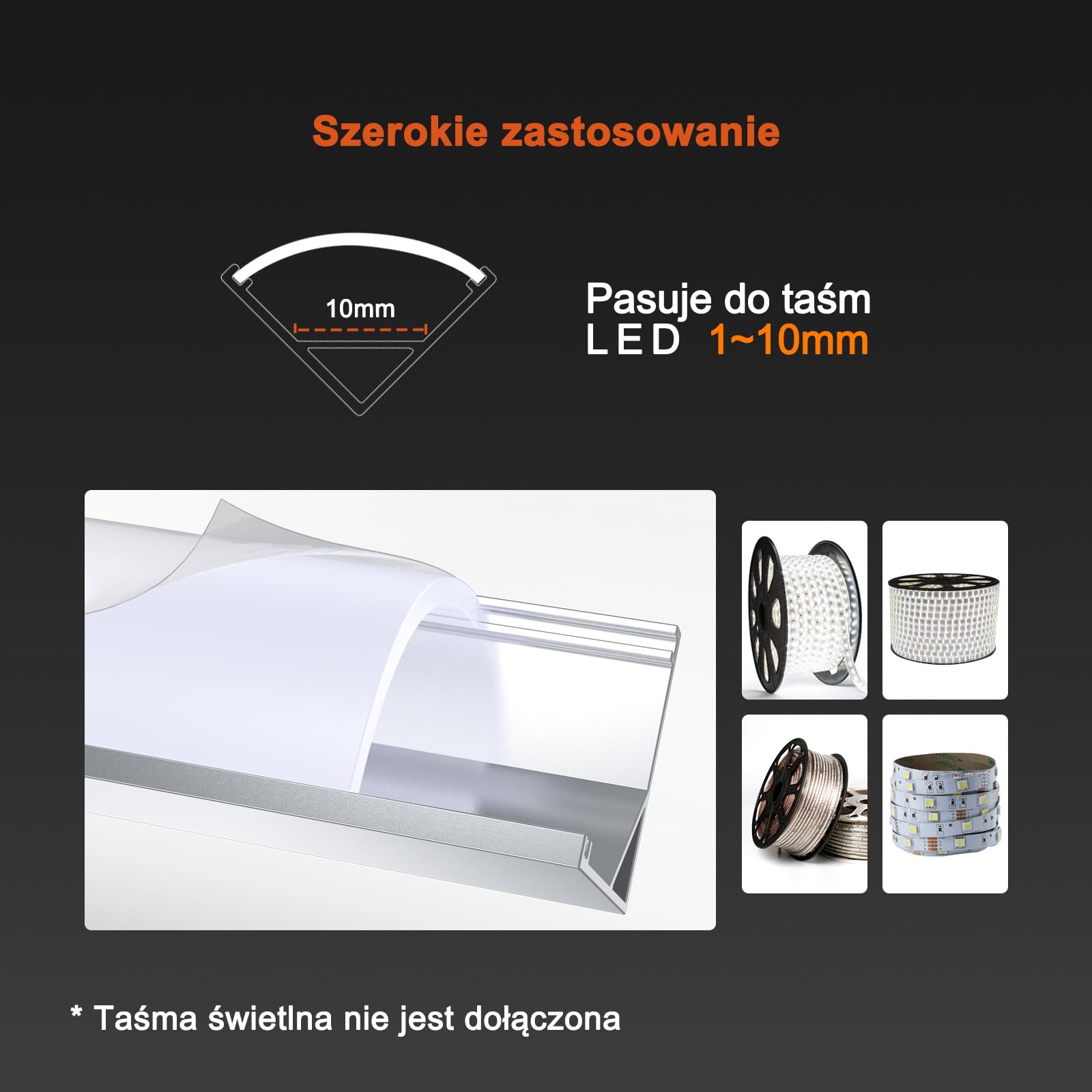 HOMMAND Aluminiowy Kanał LED 6 x 1m V Kształt, z Dyfuzorem, Taśmą Klejącą, Złączami Narożnymi, Zaślepkami i Klipsami Montażowymi - Taśma LED Kanał 6m