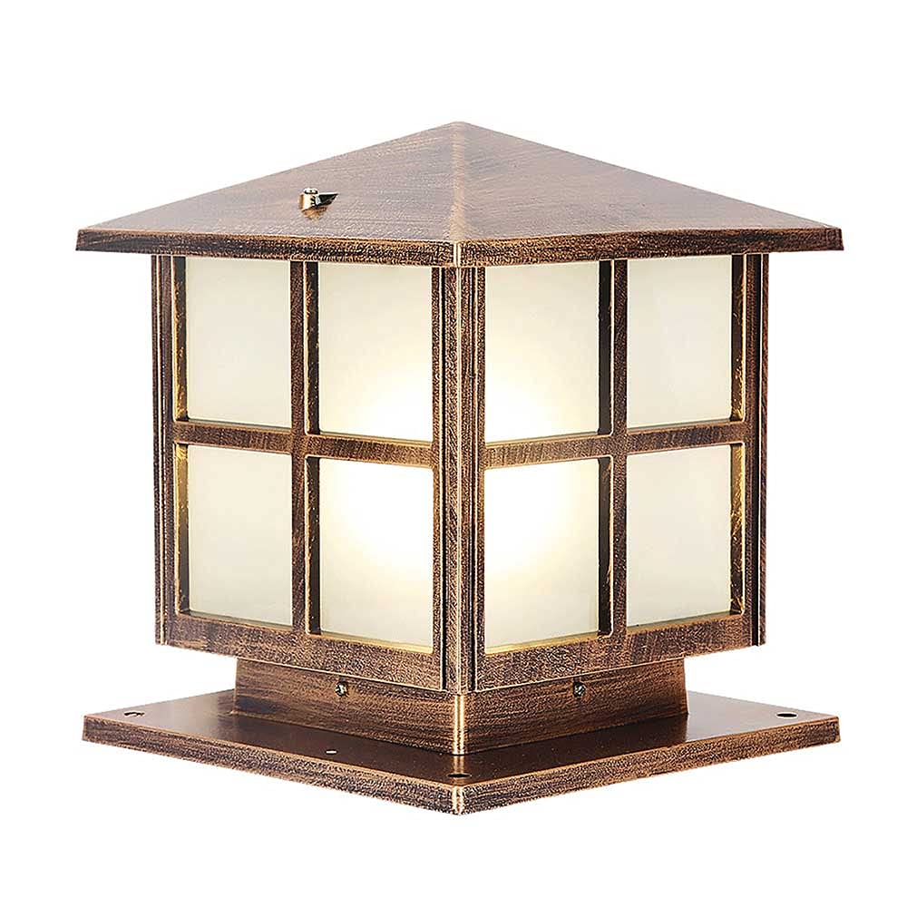 SHUANGZ Outdoor Field Column Headlight Waterproof LED Post Cap Light E27 With Pier Mount Adapter Square Fence Outdoor Column Lamp Wooden Posts Deck Fence Patio