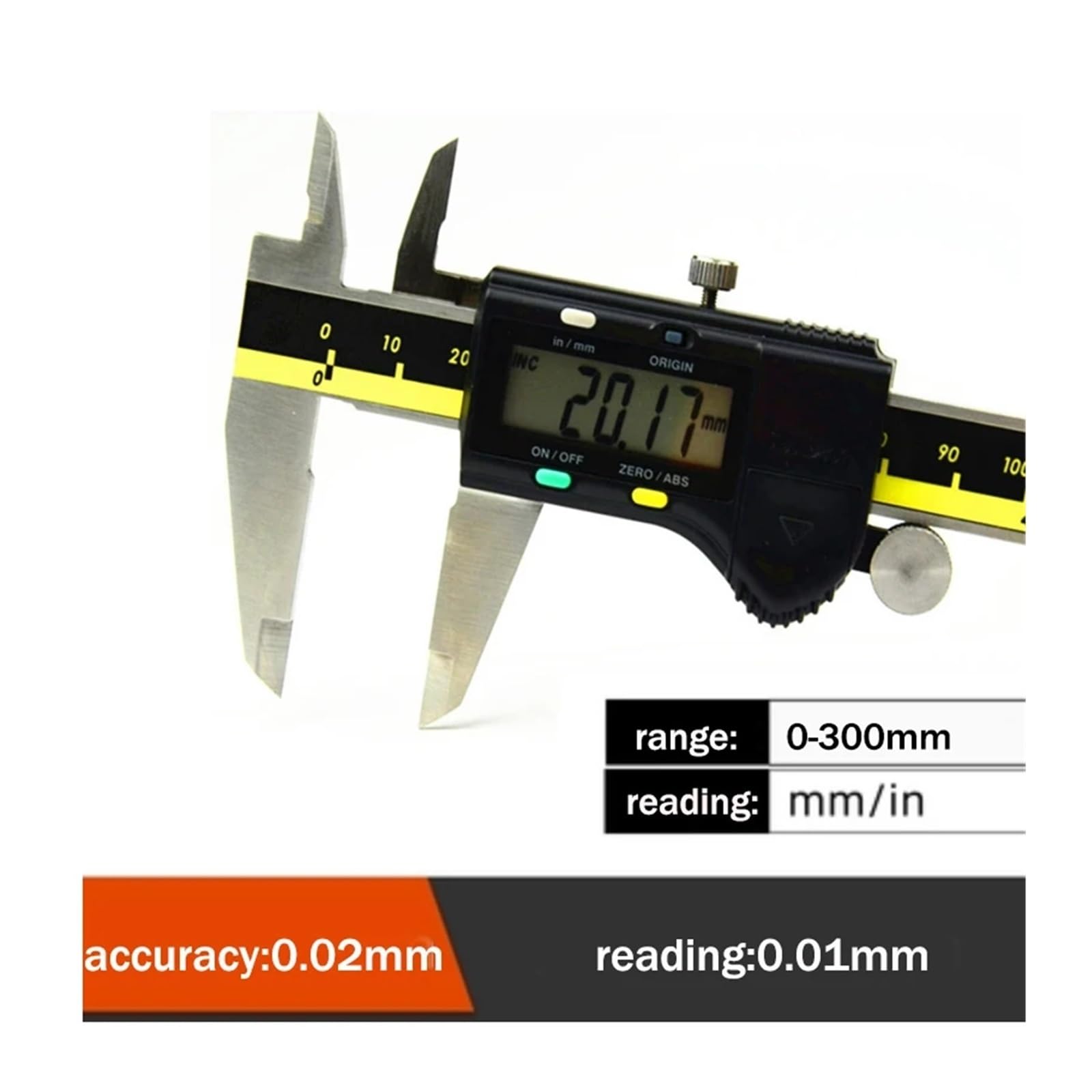 Mikrometr, 150mm 200mm 300mm Origin Mode Suwmiarka cyfrowa ze stali nierdzewnej Elektroniczna suwmiarka Mikrometr +Bo do gospodarstwa domowego(0-300mm 12inch)
