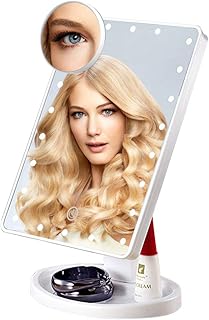 YOODI Specchio Trucco con Luci con 22 Luci a LED Specchio da Tavolo Rimovibile Specchio per Trucco con Controllo Tattile per postazione Trucco