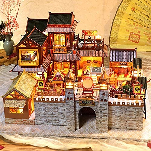 DIY Puppenhaus Chinesische Architektur DIY Holz Big Dollhouse Kit Montiert Miniatur-Trommel Puppenhaus Casa Spielzeug… – Bild 4