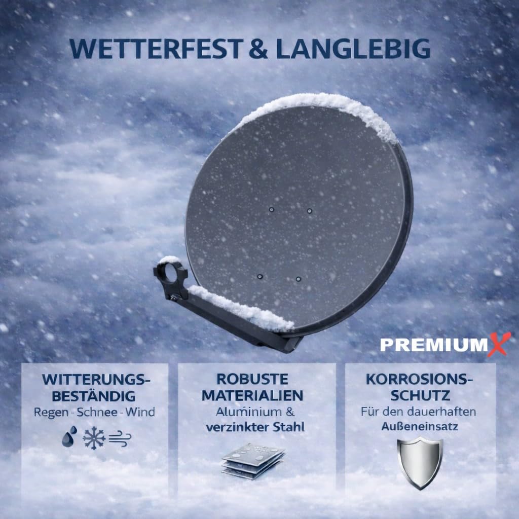 PXA80 Satellitenschüssel 80cm Aluminium Anthrazit SAT Offset Antenne