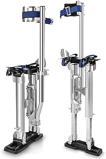 Drywall Stilts, 15"-23" Stilts for Adults Adjustable Heights Aluminum Work Stilts with Protective Knee Pads for Sheetrock Drop Ceiling Painting Painter Exterior Wall Painting and High Shrub Trimming