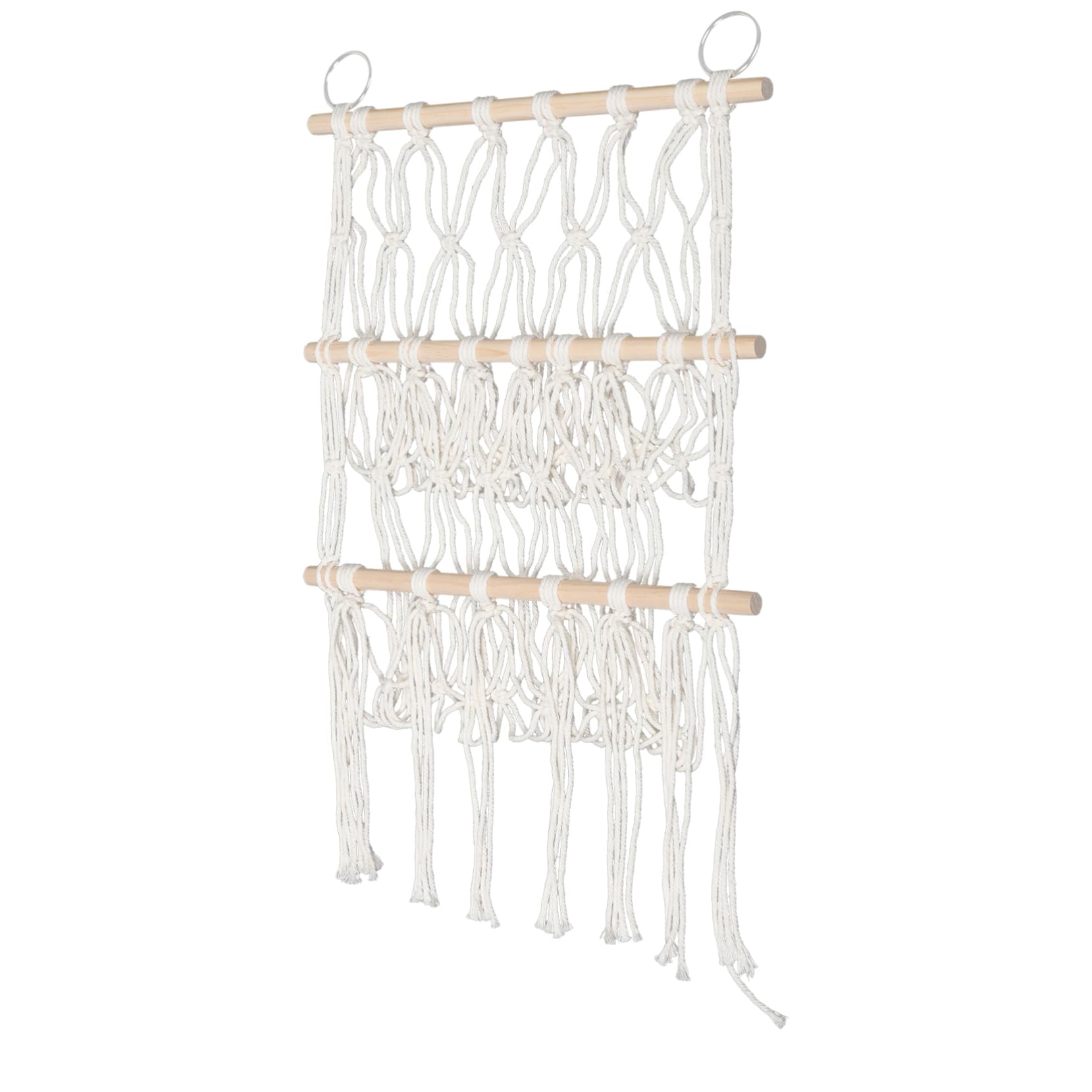 ABOOFAN Hanging Organizer for Books Multi Functional Storage Net with Wooden Rod Space Saving for Playroom and Nursery Decor Stylish and Design