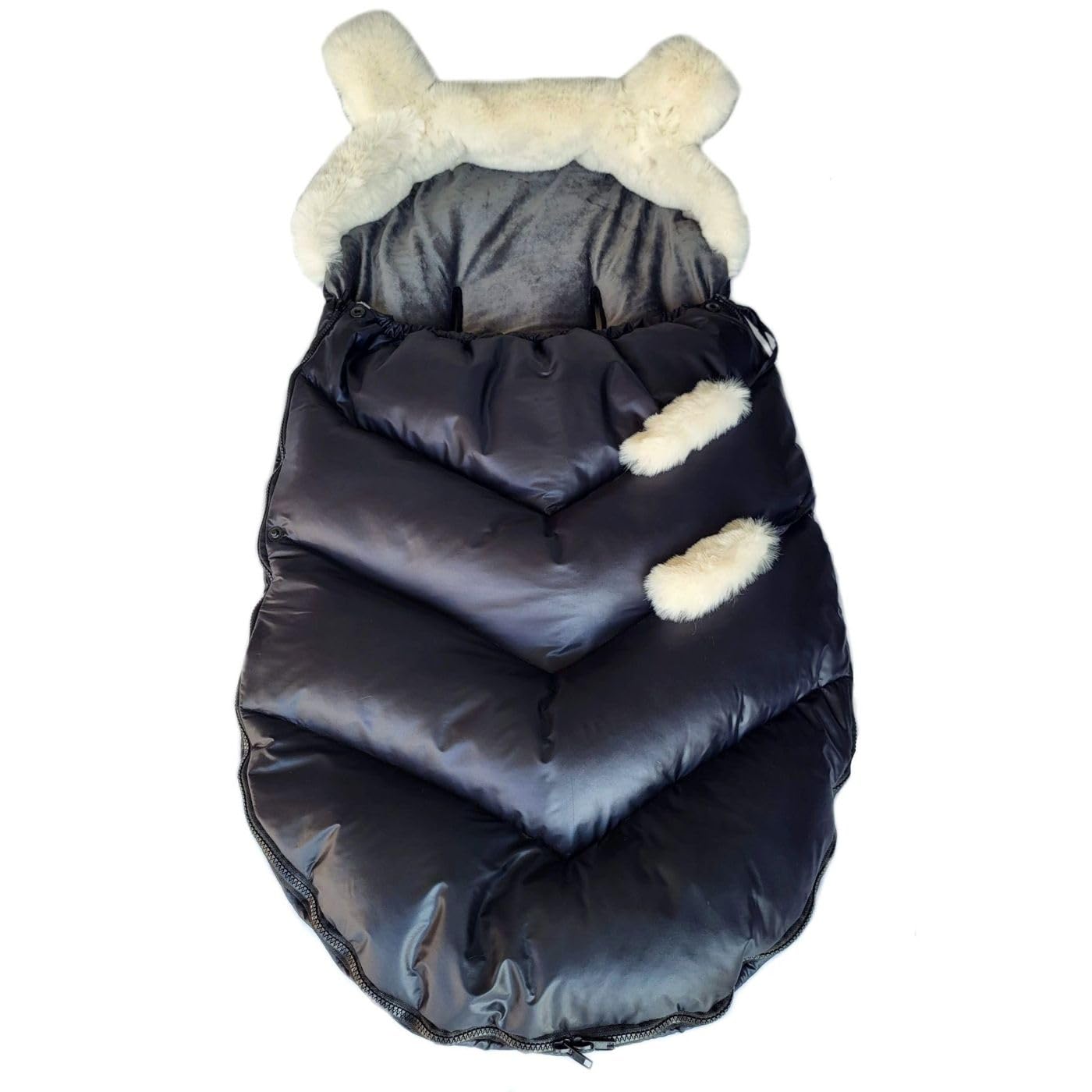 Love Gifts® Chancelière universelle pour poussette, imperméable et respirante, coque bébé, nacelle et buggy – Chancelière d'hiver en polaire douillette et fausse fourrure pour bébé avec capuche, beige