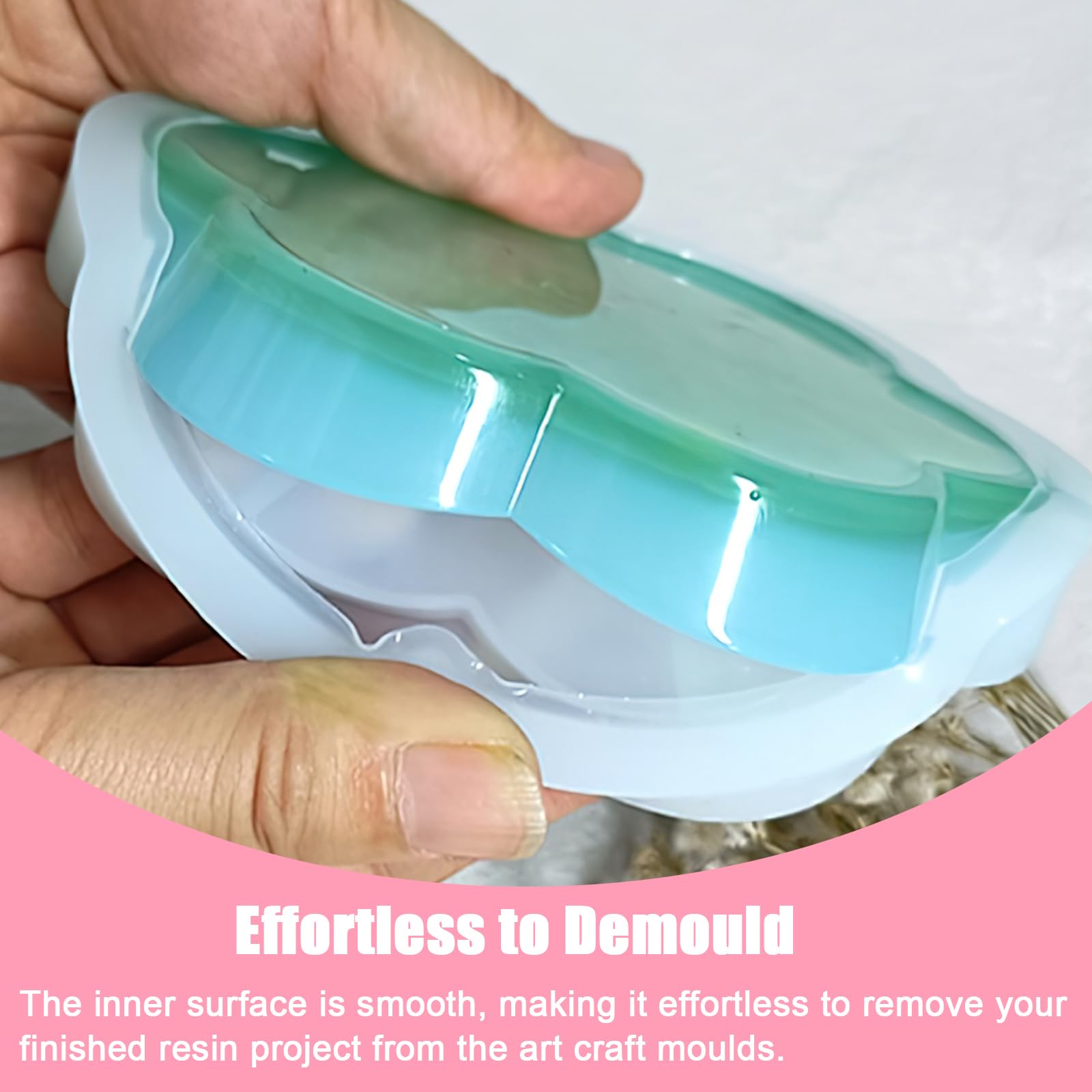 3Pcs Bubble Coaster Mould Set, Bubble Tray Epoxy Resin Casting Mould, DIY Oval Flower Plate Mold - Image 4