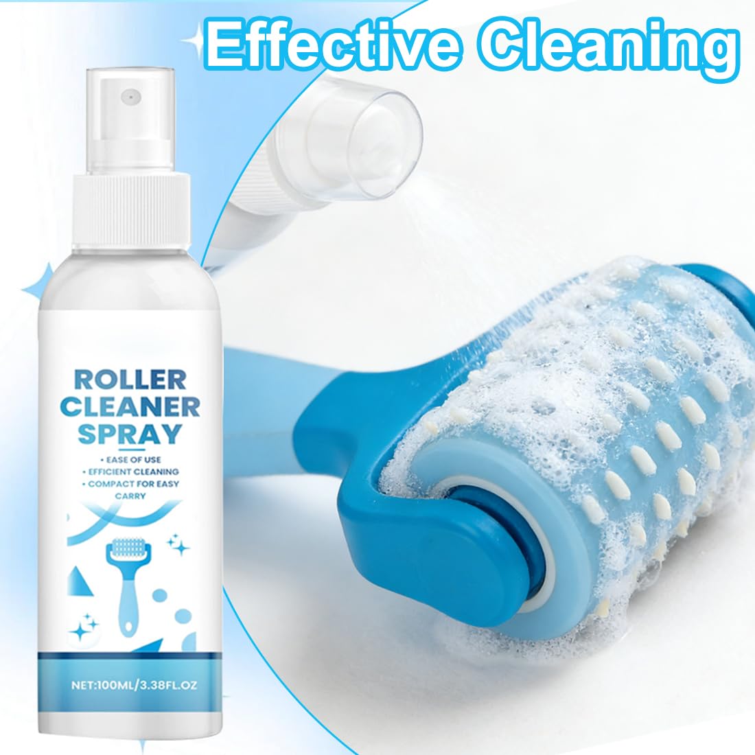 YAYNO 100ml Derma Roller Cleaner Microneedling Viso Roller Cleaner Derma Roller Cleaner Spray Roller Cleaners Adatto per Rulli Microaghi con Panno per la Pulizia Pulizia Efficace