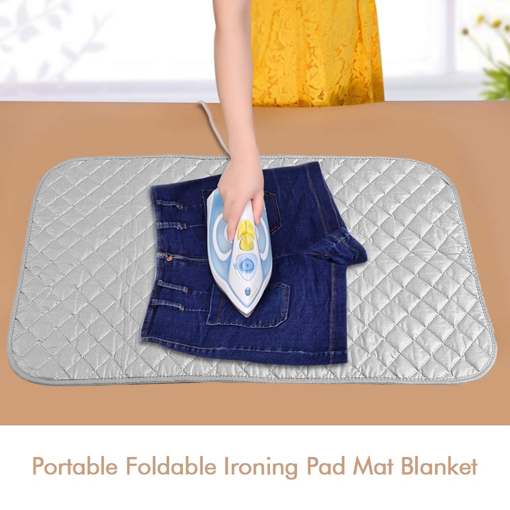 Ironing Pad, 33x19in Portable Foldable Thickened Ironing Pad, Heat Resistant Travel Ironing Mat Blanket for Dryer Countertop and Travelling