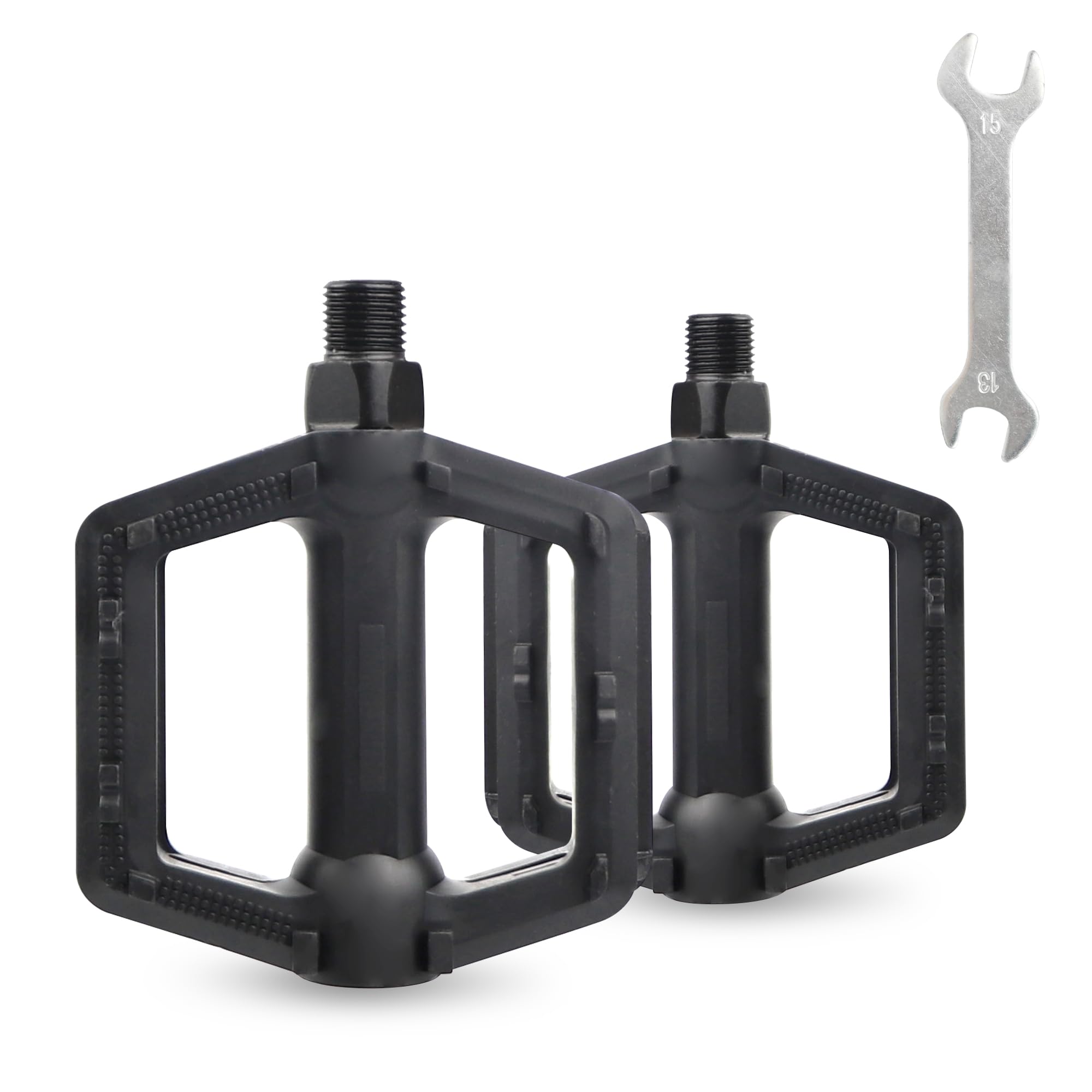 MEGHNA Kids Bike Pedal 1/2 inch Thread Universal Pedals Lightweight Non - Slip Bicycle Pedal Flat Pedal Nylon Kids Size for Kids Mountain Bike Cruiser Bike BMX Freestyle Folding Bike, Black