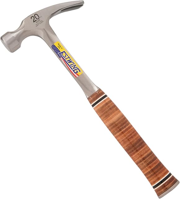 Estwing ESTE20S 20 Oz Rip Hammer With Leather Grip, Straight Claw, (Ounces)