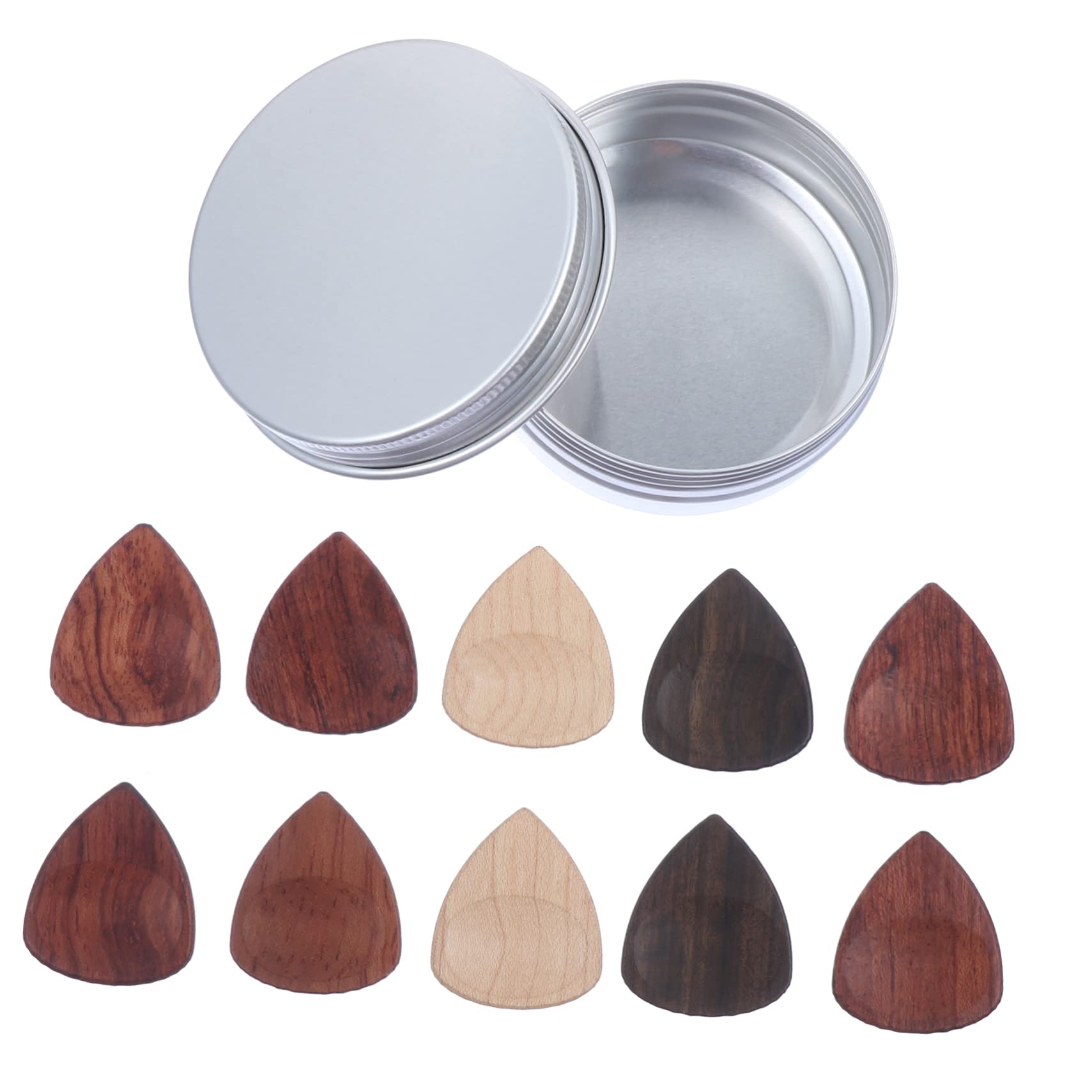 Mikinona 10stücke Teiliges Holz-gitarrenzupfer Mit Aufbewahrungsbox Für Akustik Gitarre Für Ukulele Und Bass Langlebig Flexibel Komfortabel Und Sicher Der Anwendung