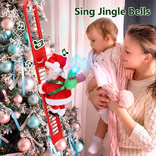 Climbing Ladder Santa with Jingle Bells Music, Allnice Christmas Decorations Christmas Tree Ornament Ladder-Climbing Santa Claus