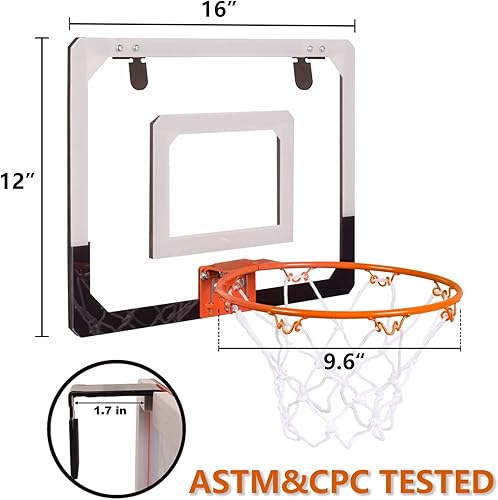 Miniatura 2 de NI-ROU Mini aro de baloncesto para interiores para niños, mini aro de baloncesto con marcador electrónico y 2 bolas, aro de baloncesto sobre