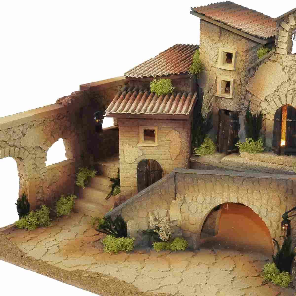 Presepe con Chiesa Adatto x statuine cm 8/6