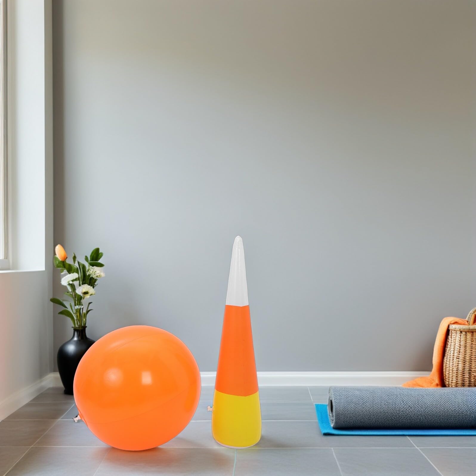 Juego de Bolos Inflables de Plástico para Niños y Grupo | Uso en Interior y Jardín, Diseño Ligero y Fácil de Guardar, Set Bolos Grandes y Bola Grande