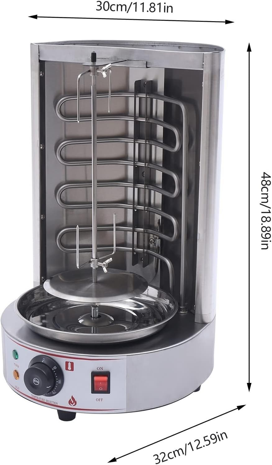 BBQ Meat Machine, Commercial Vertical Rotisserie Rotating Barbecue Oven Shawarma Grill Machine, Electric Automatic Stainless SteelRotating Machine with Temperature Adjustable 50-300℃