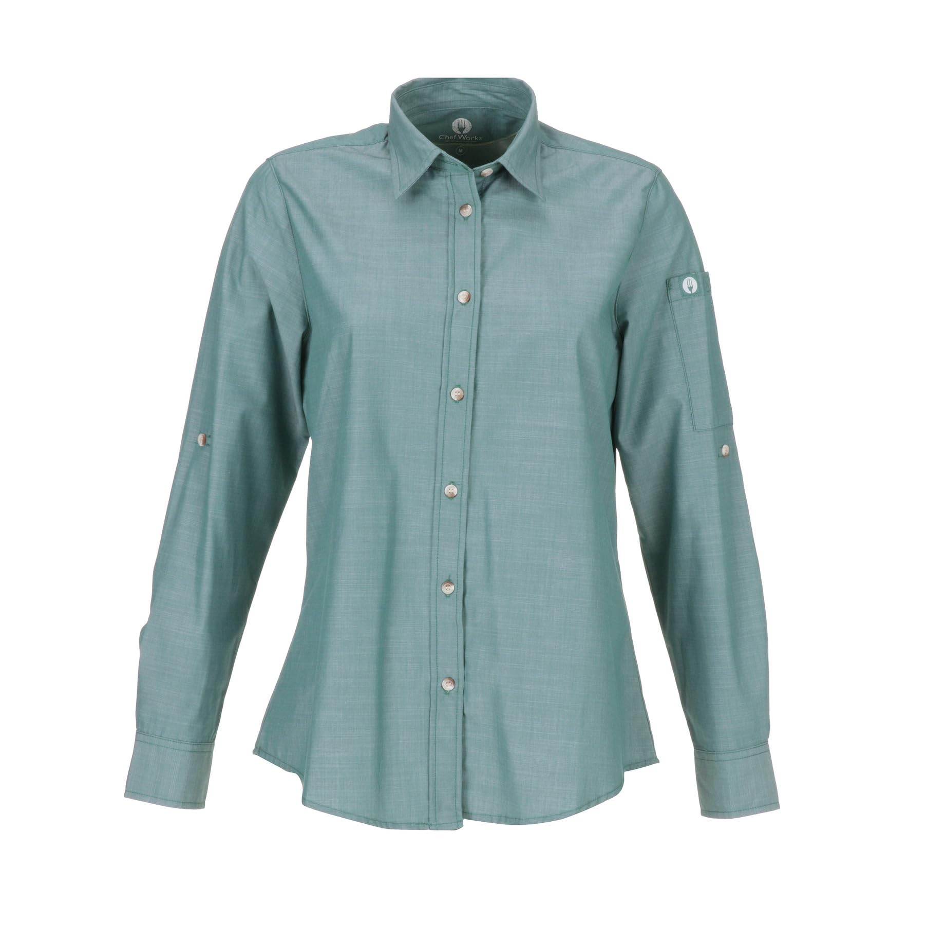 Chef Works Women's Chambray Shirt, Green Mist, 3X-Large