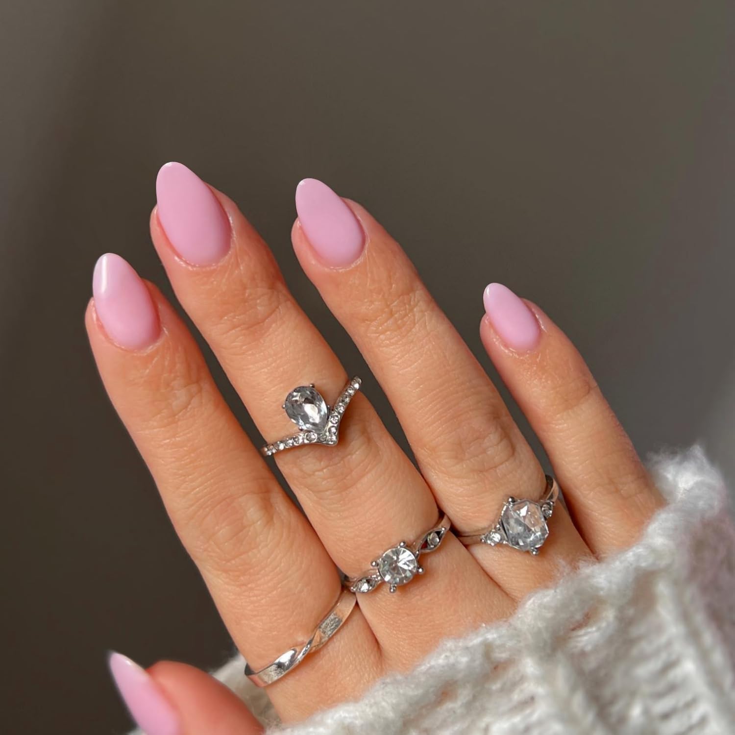 SXVME Baby Pink False Nails Short Oval, Simple Acrylic Press on Nails Short, Pink Fake Nails Press on