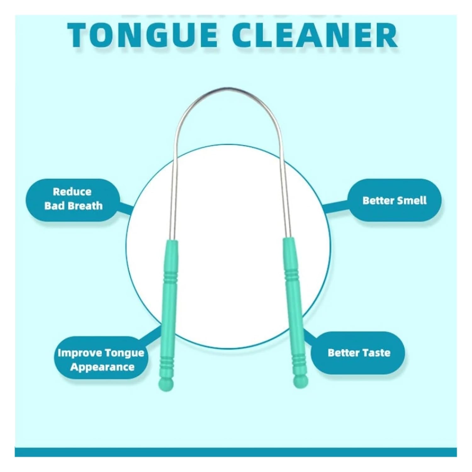 U-shaped Tongue Scraper Coating Odor Removal Fresh Breath Cleaning Brush Care Tools(Red metal)