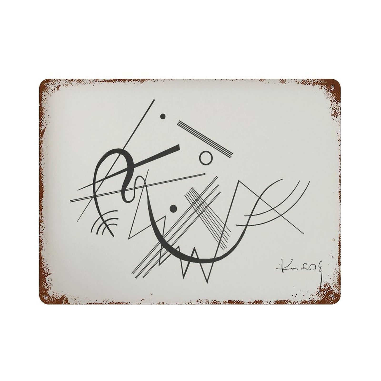xiaoxiaoshen Kandinsky Abstract Lines Vintage Home Decor Wall Decor Art Metal Tin Poster Modern Home Decor Art Home Bar Shop Decorations Vintage Sign 30x40cm