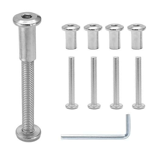 Vista 23 de 10 pares (20 piezas) M6 x 0.630 in Tornillo hexagonal con llave Allen, pernos de conector plateados para muebles, tornillos avellanados M6, tuercas