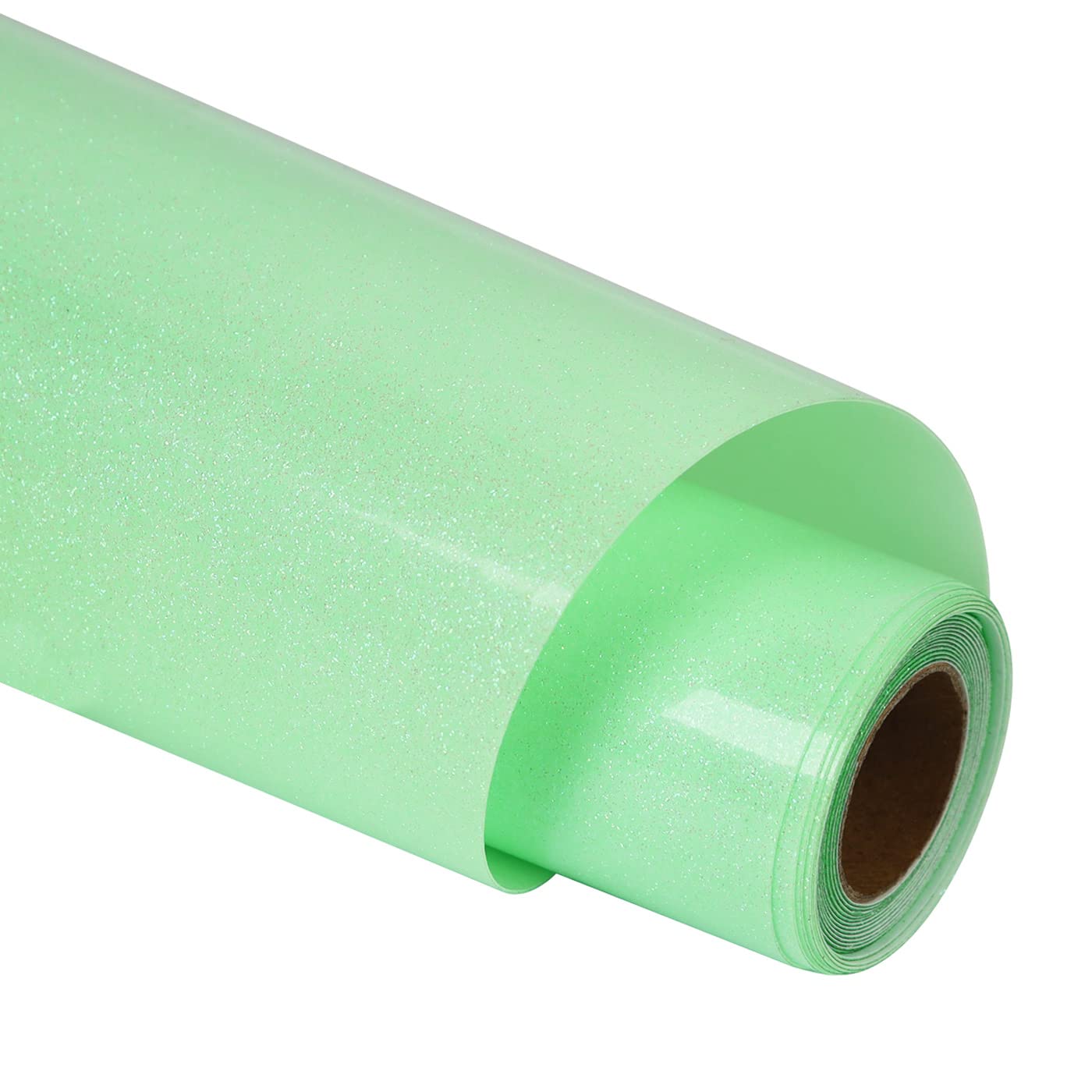 guangyintong Heat Transfer Vinyl Glow Glitter HTV, Light Green 12" x 5ft