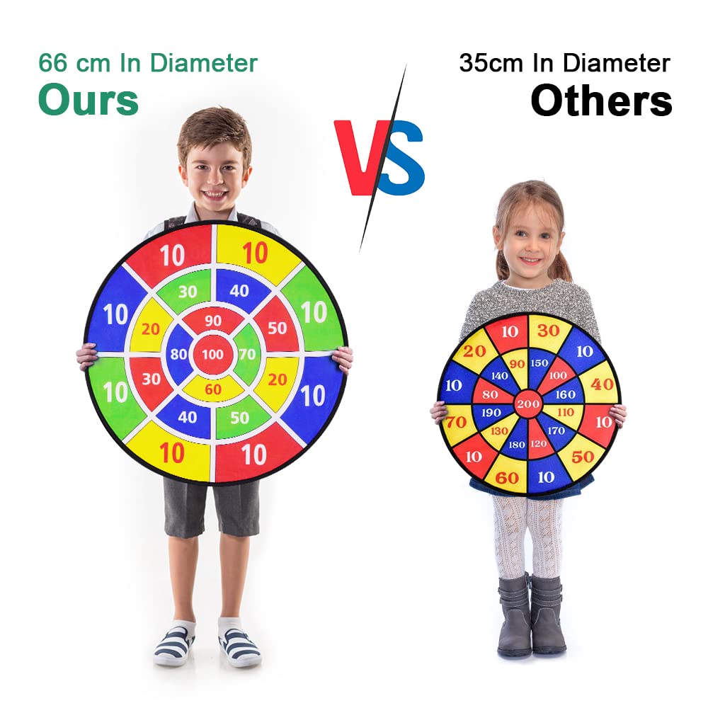 Vicloon Diana Niños, 66CM/26pulgada Dardos de Doble Cara, Juego de Tablero para Interiores y Exteriores, 12 Bolas Adhesivas, 1 Pistola de Aire, 4 Flechas, 6 Dardos, 1 Gancho, 1 Bolsa — view 3